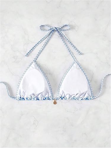 Floral Triangle Bikini Top – Halter Tie Back Swimwear Top