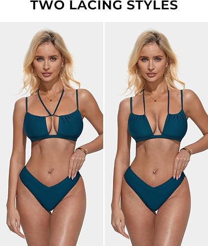 High Waisted String Bikini – Sexy Cutout Two Piece Swimsuit Set