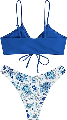 High Waisted Cut Out Bikini Set – Tie Front Crisscross Halter Two Piece Swimsuit